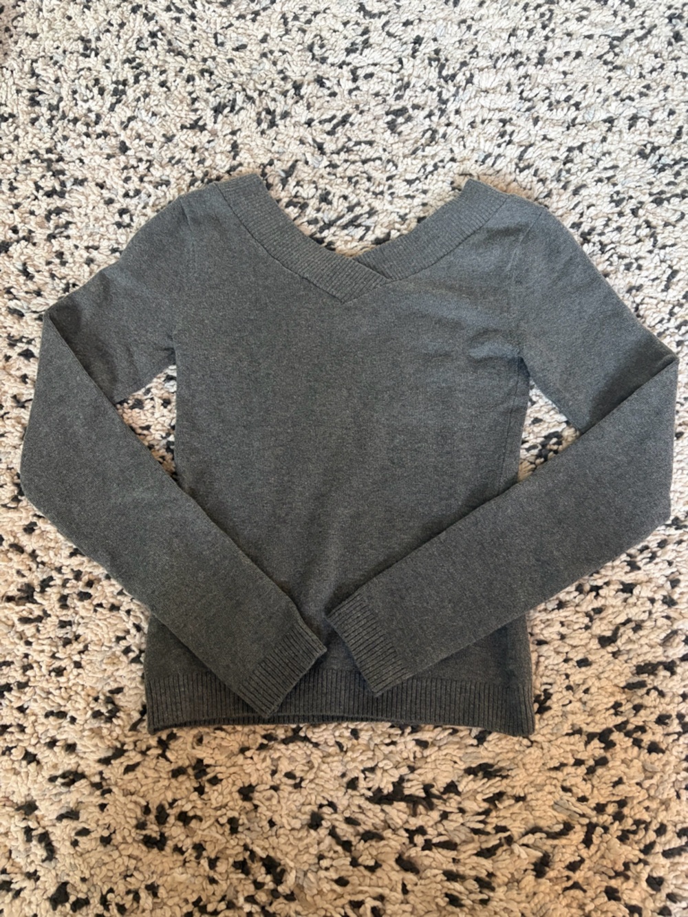 Brandy Melville Dark Gray V-Neck Crewneck Sweater